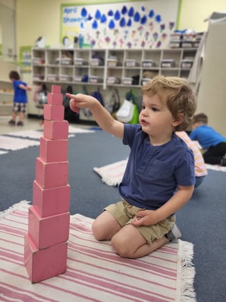 A young child experiencing Montessori-based preschool in Sunnyvale, California