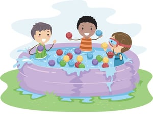kids in pool illustration