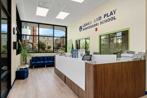 Interior view of office at new Montessori preschool in Milpitas, California.