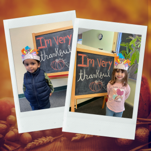 Celebrating Thankgiving in a Montessori preschool in Fremont, CA.