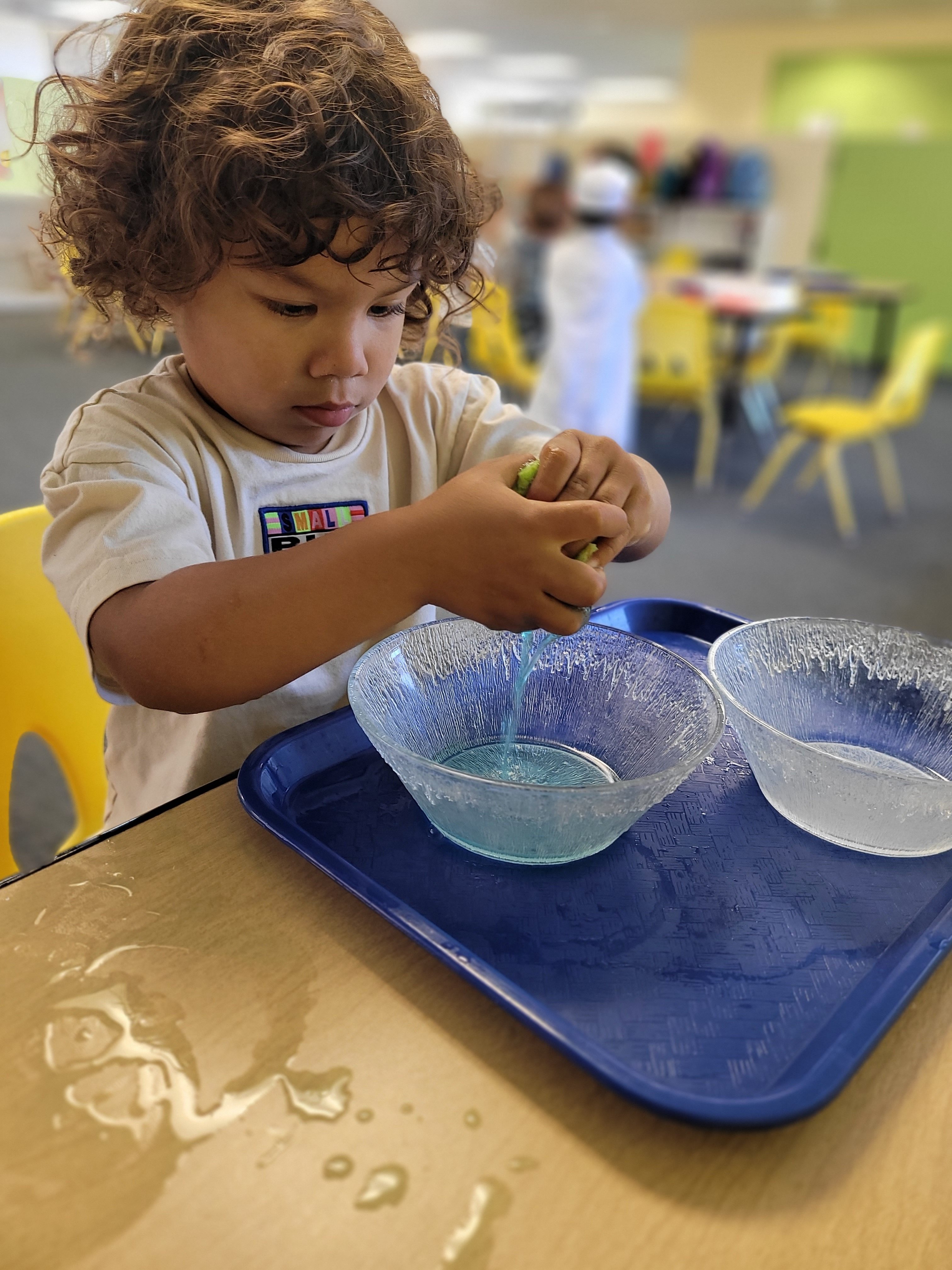 Sunnyvale, California, preschool program - a child working on a 'Montessori Job'
