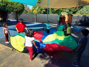 children playing outdoors at our preschool location