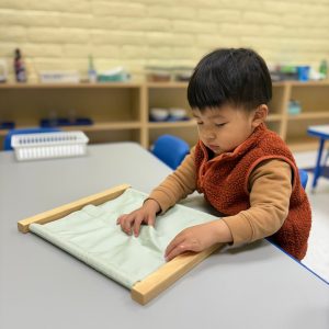 a student at a learn and play Montessori campus